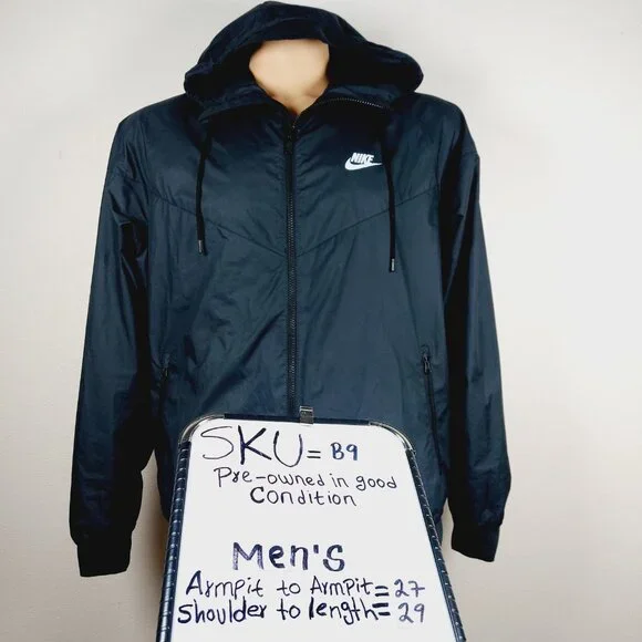Nike Men's Black Sportswear Hooded Track Run Windrunner Jacket Size XL